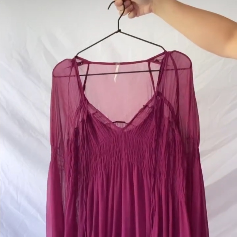 Free people raspberry gauzy mini dress